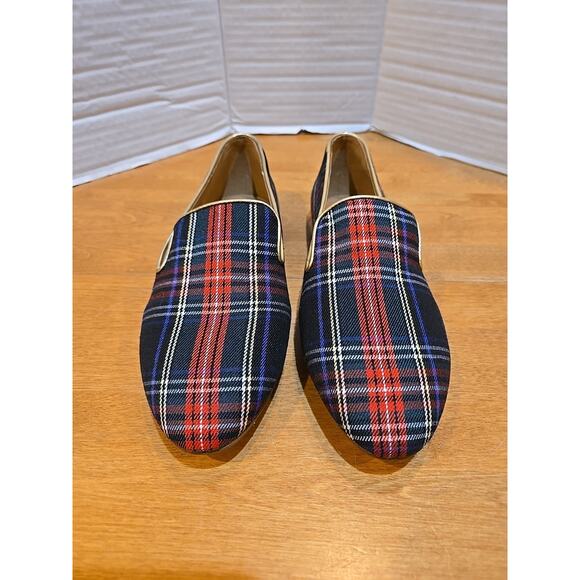 J Crew Stewart Tartan Plaid Loafers Ladies Sz 7 Holiday Preppy Town & Country - Picture 3 of 10